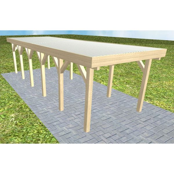 JODA Carport Bergen LT Master Holzblende, Flachdach mit Stahl-Trapezplatten Antikondens