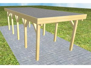 JODA Carport Bergen MF Classic Holzblende, Flachdach mit EPDM Folie