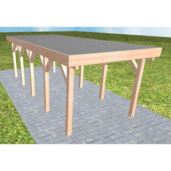 JODA Carport Bergen MF Natur Holzblende, Flachdach mit EPDM Folie