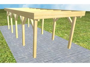JODA Carport Bergen MO Classic Holzblende, Flachdach ohne Bedachung