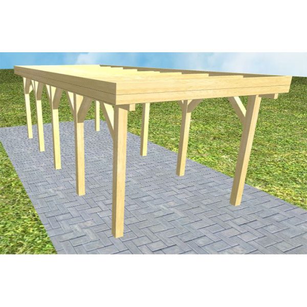 JODA Carport Bergen MO Classic Holzblende, Flachdach ohne Bedachung