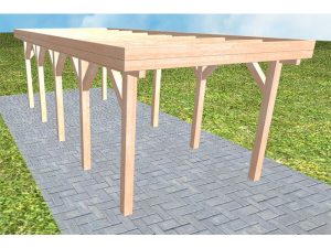 JODA Carport Bergen MO Natur Holzblende, Flachdach ohne Bedachung