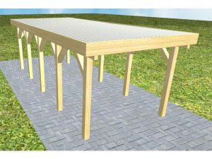 JODA Carport Bergen MT Classic Holzblende, Flachdach mit Stahl-Trapezplatten Antikondens