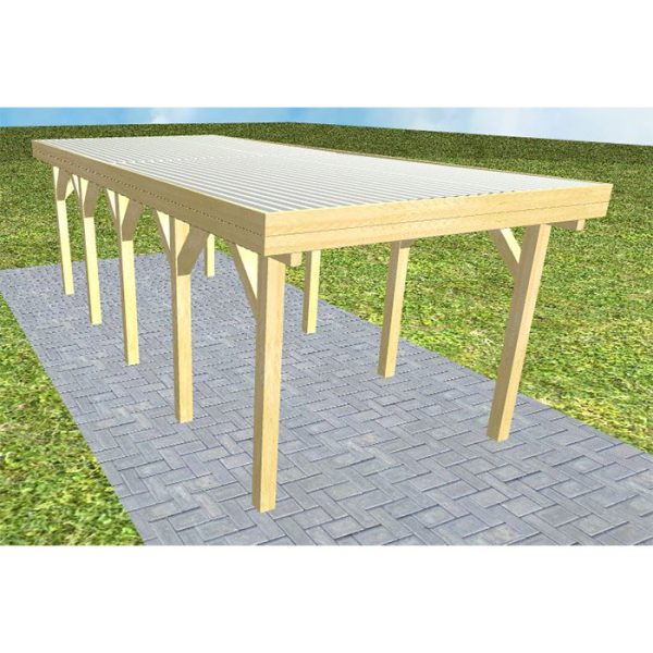 JODA Carport Bergen MT Classic Holzblende, Flachdach mit Stahl-Trapezplatten Antikondens