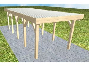 JODA Carport Bergen MT Master Holzblende, Flachdach mit Stahl-Trapezplatten Antikondens