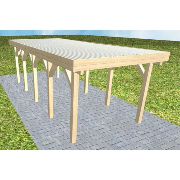 JODA Carport Bergen MT Master Holzblende, Flachdach mit Stahl-Trapezplatten Antikondens