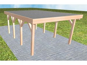JODA Carport Borkum KF Natur Holzblende, Flachdach mit EPDM Folie