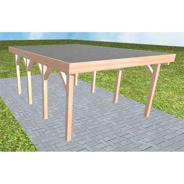 JODA Carport Borkum KF Natur Holzblende, Flachdach mit EPDM Folie