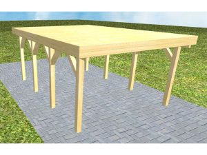 JODA Carport Borkum KG Classic Holzblende, Flachdach vorb.f. Gründach
