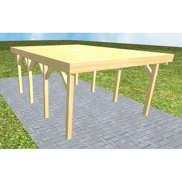 JODA Carport Borkum KG Classic Holzblende, Flachdach vorb.f. Gründach