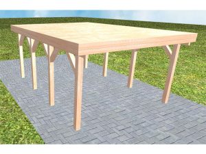 JODA Carport Borkum KG Natur Holzblende, Flachdach vorb.f. Gründach