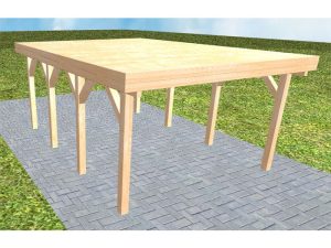 JODA Carport Borkum KG Perfect Holzblende, Flachdach vorb.f. Gründach