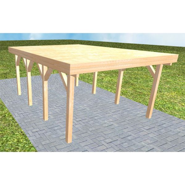 JODA Carport Borkum KG Perfect Holzblende, Flachdach vorb.f. Gründach