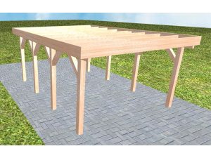 JODA Carport Borkum KO Natur Holzblende, Flachdach ohne Bedachung