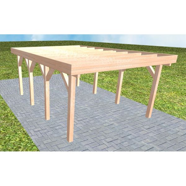 JODA Carport Borkum KO Natur Holzblende, Flachdach ohne Bedachung