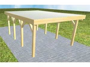 JODA Carport Borkum KT Classic Holzblende, Flachdach mit Stahl-Trapezplatten Antikondens
