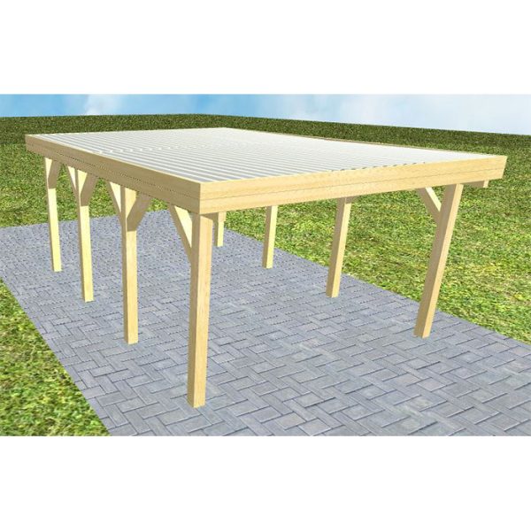 JODA Carport Borkum KT Classic Holzblende, Flachdach mit Stahl-Trapezplatten Antikondens