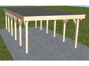 JODA Carport Borkum LF Natur Holzblende, Flachdach mit EPDM Folie