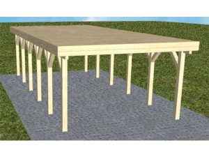 JODA Carport Borkum LG Master Holzblende, Flachdach vorb.f. Gründach