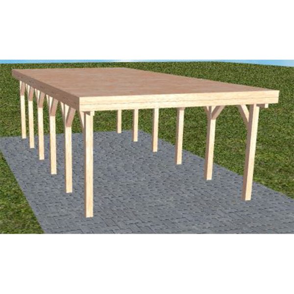 JODA Carport Borkum LG Natur Holzblende, Flachdach vorb.f. Gründach