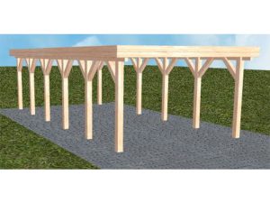 JODA Carport Borkum LO Natur Holzblende, Flachdach ohne Bedachung