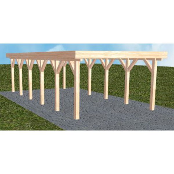 JODA Carport Borkum LO Natur Holzblende, Flachdach ohne Bedachung