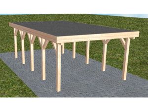 JODA Carport Borkum MF Natur Holzblende, Flachdach mit EPDM Folie