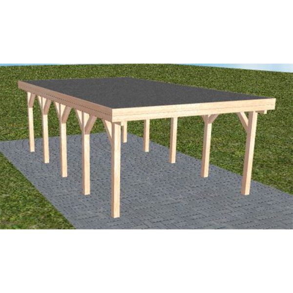 JODA Carport Borkum MF Natur Holzblende, Flachdach mit EPDM Folie