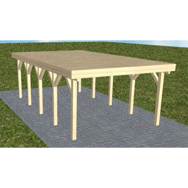 JODA Carport Borkum MG Master Holzblende, Flachdach vorb.f. Gründach