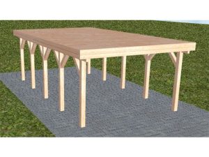 JODA Carport Borkum MG Natur Holzblende, Flachdach vorb.f. Gründach