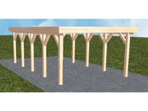JODA Carport Borkum MO Natur Holzblende, Flachdach ohne Bedachung