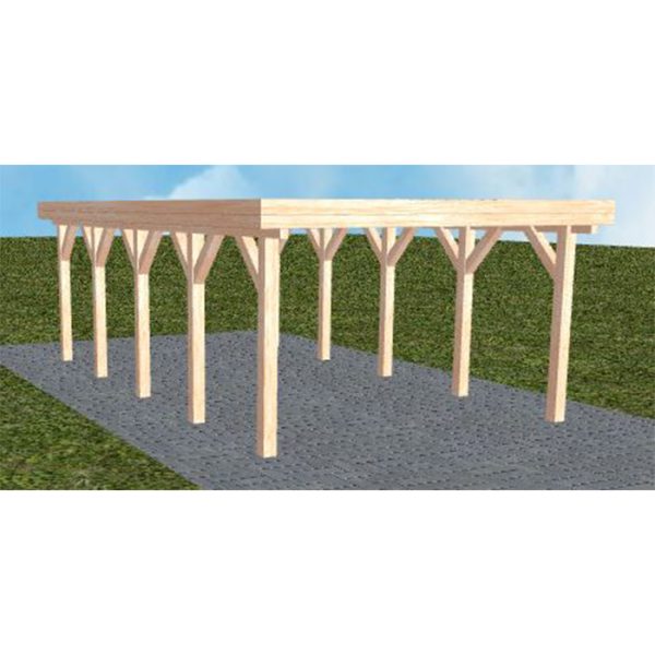 JODA Carport Borkum MO Natur Holzblende, Flachdach ohne Bedachung