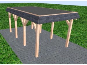 JODA Carport Gettorf KF Natur Walmblende, Flachdach mit EPDM Folie
