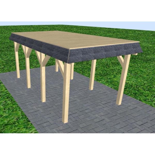 JODA Carport Gettorf KG Master Walmblende, Flachdach vorb.f. Gründach