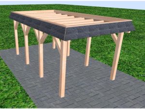 JODA Carport Gettorf KO Natur Walmblende, Flachdach ohne Bedachung
