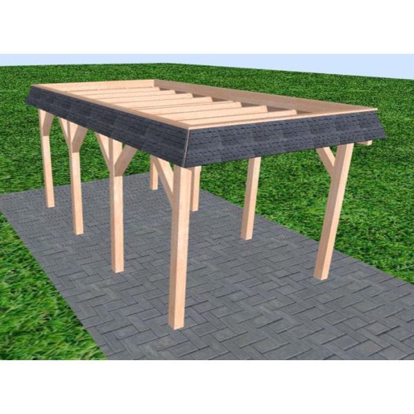 JODA Carport Gettorf KO Natur Walmblende, Flachdach ohne Bedachung