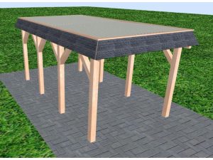 JODA Carport Gettorf KT Natur Walmblende, Flachdach mit Stahl-Trapezplatten Antikondens