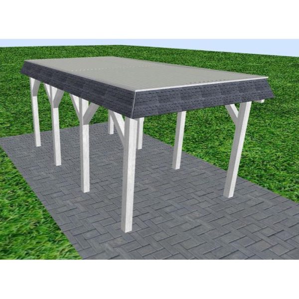 JODA Carport Gettorf KT Select Walmblende, Flachdach mit Stahl-Trapezplatten Antikondens