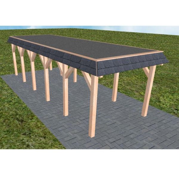 JODA Carport Gettorf LF Natur Walmblende, Flachdach mit EPDM Folie