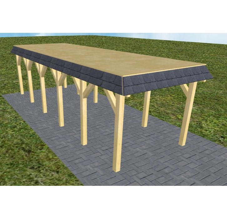 JODA Carport Gettorf LG Classic Walmblende, Flachdach vorb.f. Gründach