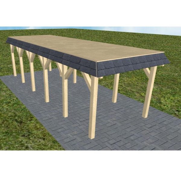 JODA Carport Gettorf LG Master Walmblende, Flachdach vorb.f. Gründach