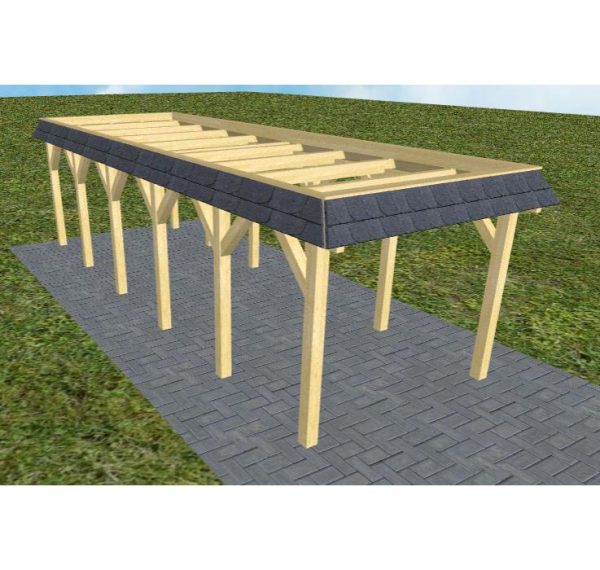 JODA Carport Gettorf LO Classic Walmblende, Flachdach ohne Bedachung
