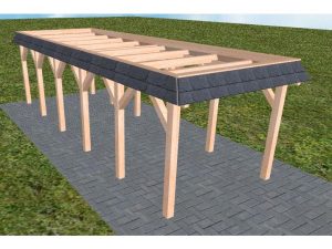 JODA Carport Gettorf LO Natur Walmblende, Flachdach ohne Bedachung