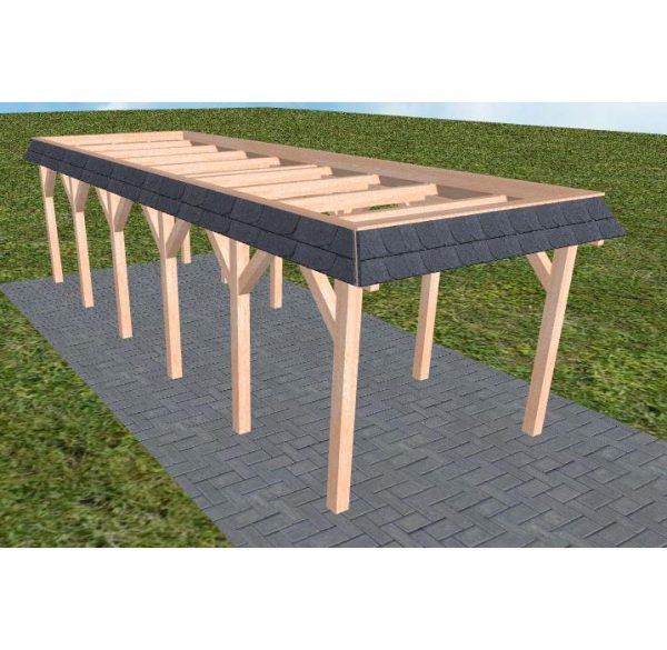JODA Carport Gettorf LO Natur Walmblende, Flachdach ohne Bedachung