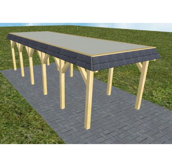 JODA Carport Gettorf LT Classic Walmblende, Flachdach mit Stahl-Trapezplatten Antikondens