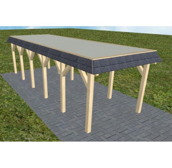 JODA Carport Gettorf LT Master Walmblende, Flachdach mit Stahl-Trapezplatten Antikondens