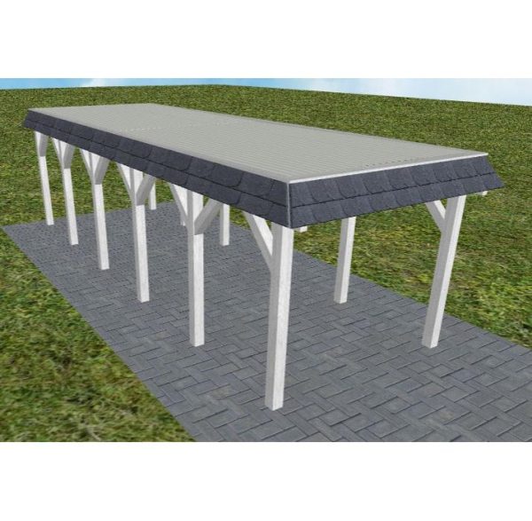 JODA Carport Gettorf LT Select Walmblende, Flachdach mit Stahl-Trapezplatten Antikondens