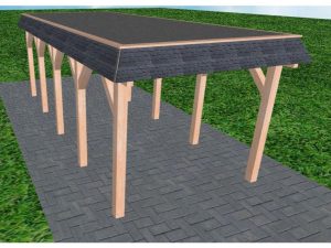 JODA Carport Gettorf MF Natur Walmblende, Flachdach mit EPDM Folie