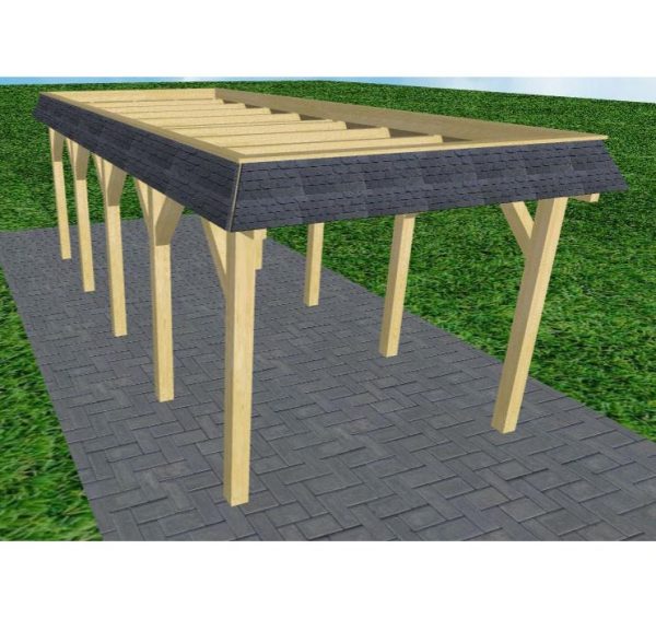 JODA Carport Gettorf MO Classic Walmblende, Flachdach ohne Bedachung