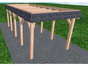 JODA Carport Gettorf MO Natur Walmblende, Flachdach ohne Bedachung